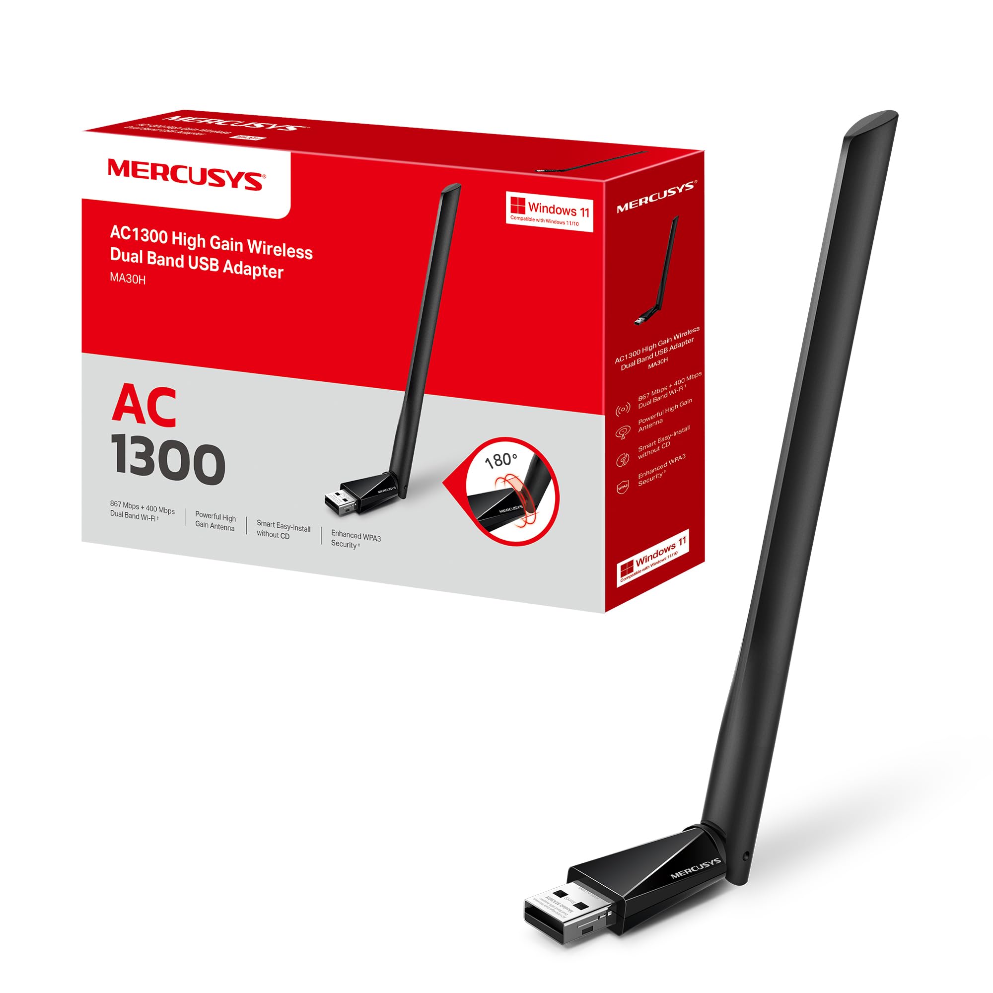 SCHEDA-WIRELESS-USB-2.0-MERCURY-MA30H-AC1300,-ANTENNA-DA-5DBI,-SUPPORTO-FREQUENZA-2.4-E-5GHZ